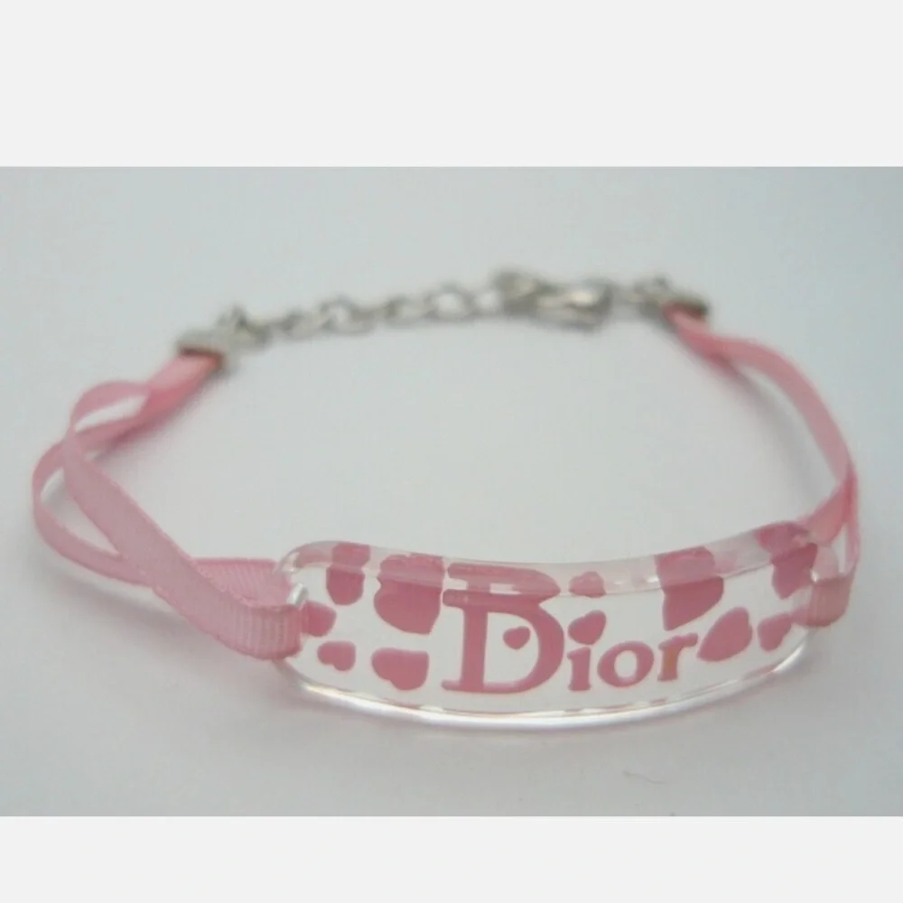 Dior Pink Hearts Silver Bracelet - Picture 1 of 6